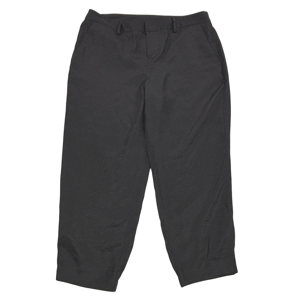 Lauren Conrad Black Cropped Satin Look Pants Women Size 8 Relaxed Tapered Career
